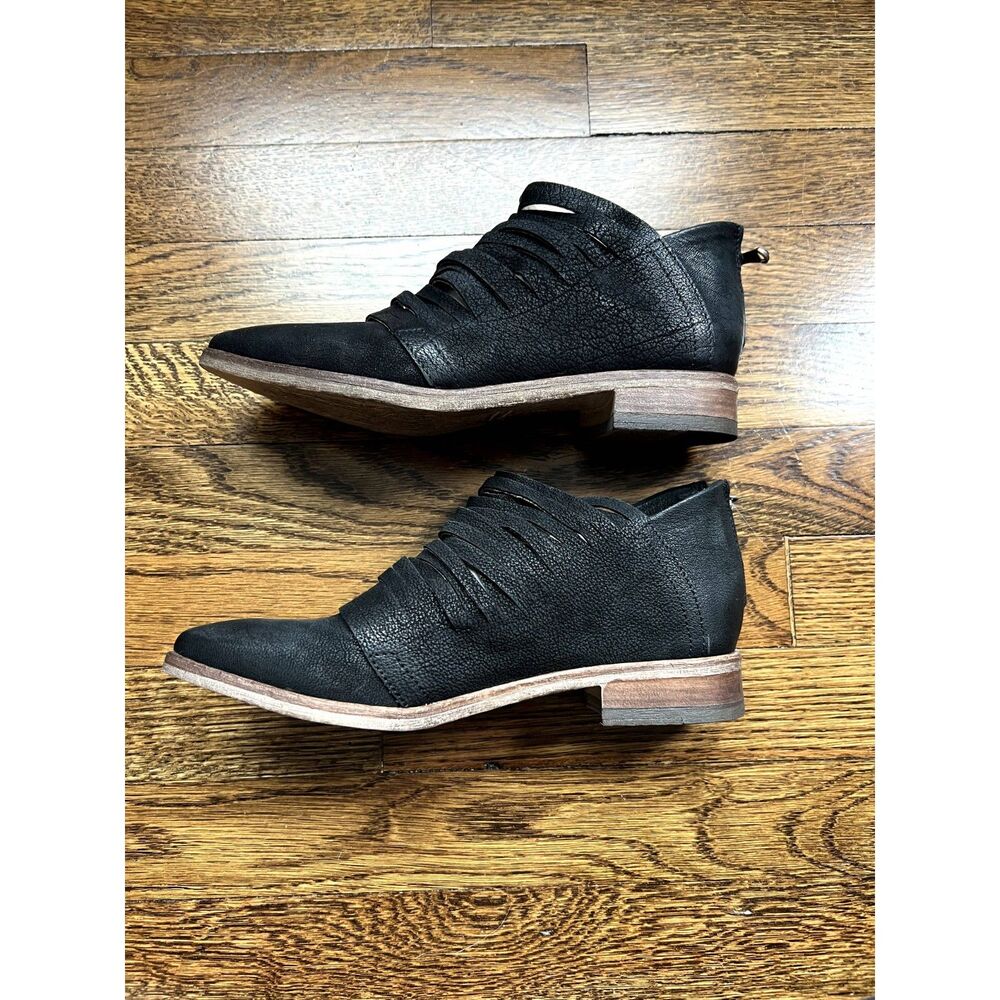 NIB Free People Lost Valley Leather Ankle Boot in Washed Black Women's Size 38 - Picture 5 of 15